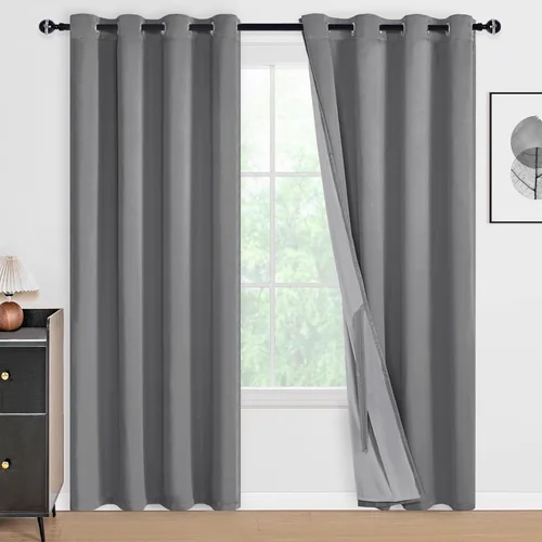 Miniatura 89 de DWCN Cortinas 100% opacas de 84 pulgadas de largo para dormitorio con forro negro, paneles de cortina de ventana de doble capa con aislamiento Azul