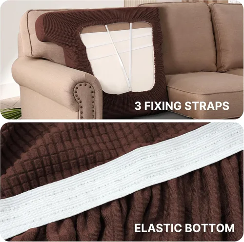 Miniatura 6 de H.VERSAILTEX Funda elástica para sillón y sofá con cojín en forma de T, fundas de cojín en T para sala de estar, funda para sillón y sofá, funda