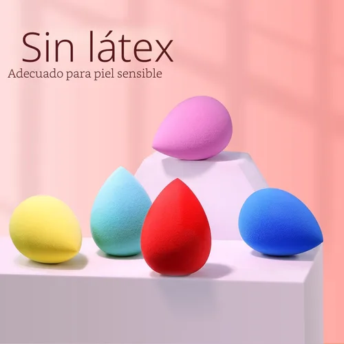 Miniatura 8 de BEAKEY Juego de 5 esponjas de maquillaje, microporosas, de baja absorción, suave, sin látex, esponja de belleza y licuadoras para crema en polvo