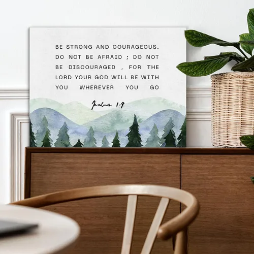 Miniatura 7 de TSUYAWU - Lona decorativa para pared con versículos bíblicos inspiradores, Josué 1:9, «be Strong and Courageous», impresiones enmarcadas, pinturas