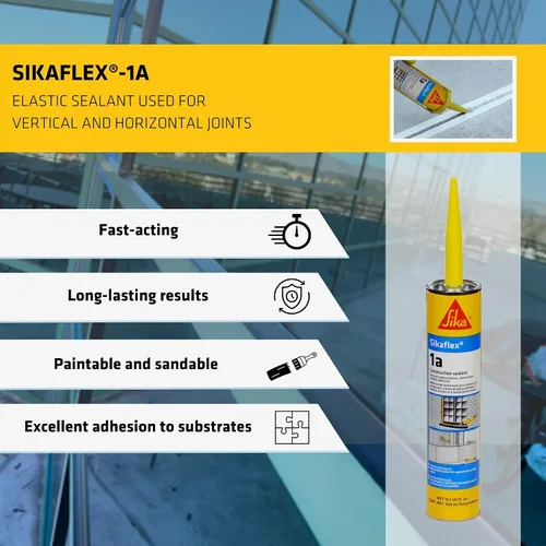Miniatura 7 de Kit Sikaflex 1a - Sellador de poliuretano de un componente, flexible, sin goteo, para superficies verticales y horizontales de hormigón