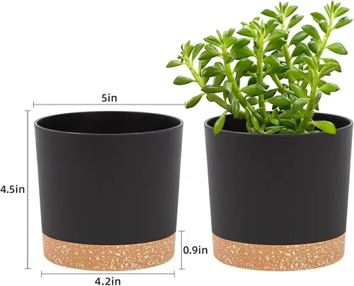 Miniatura 2 de QCQHDU Maceta de 5 pulgadas, paquete de 2 macetas para plantas de interior con agujeros de drenaje y platillo, macetas para exteriores, decoración