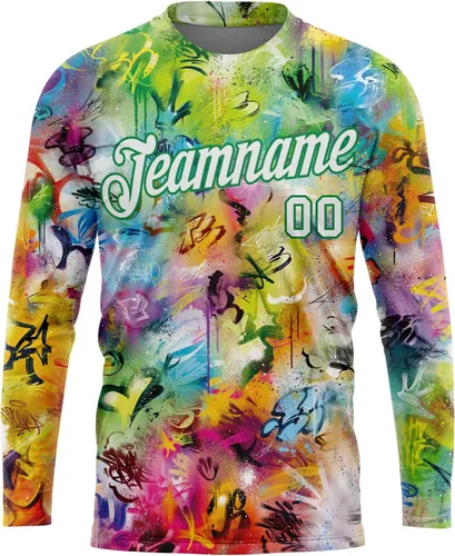 Miniatura 90 de Camisetas de manga larga para hombre, diseño de hip hop, estampado gráfico, informal, manga larga, graffiti, teñido anudado, camiseta