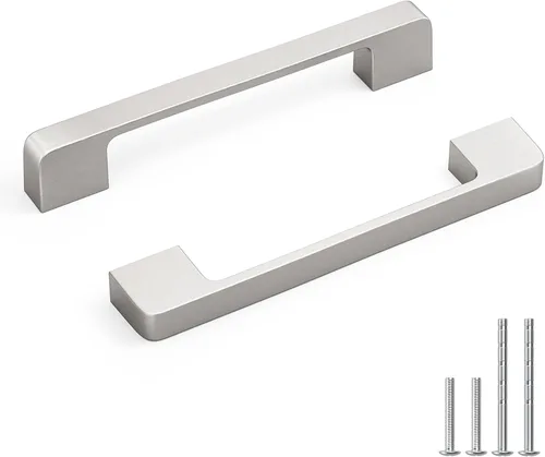 Miniatura 25 de Rergy Tiradores de cocina para gabinetes, paquete de 10 unidades doradas de 5 pulgadas con agujero central, herrajes cuadrados para cajones de Oro