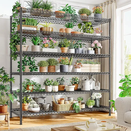 Miniatura 8 de REIBII Estantes de almacenamiento de 83 pulgadas de alto, unidad de estantería de metal de 3840 libras, estantería de alambre de 6 niveles
