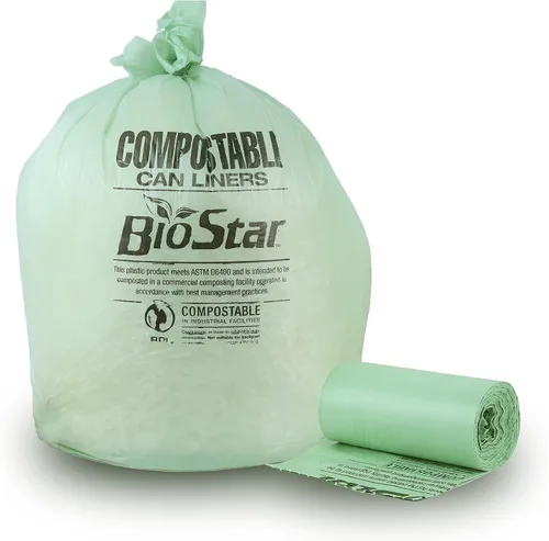 Plasticplace Bolsas de basura compostables de 12-16 galones │ 1 mil │ Revestimientos para botes de basura con tinte verde │ 24 pulgadas x 33