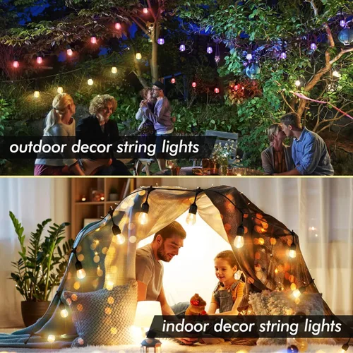 Miniatura 5 de Auroraworld Guirnalda de luces RGB de 24 pies para exteriores, regulables, cambio de color, impermeable, luces LED para patio con control remoto, 12