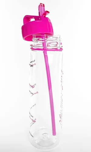 Miniatura 3 de Fight Like a Girl Hybrid SlimKim - Botella de agua motivacional de 30 onzas con marcador de tiempo y popote para concientización sobre el cáncer