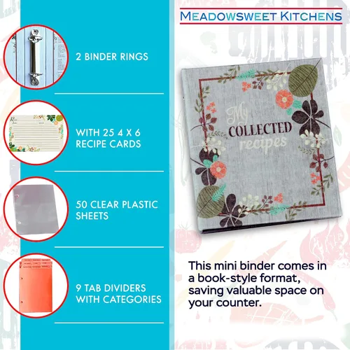Miniatura 3 de Libro de cocina con tarjetas de recetas Meadowsweet Kitchens con diseño de flores vintage (revestido de tela)