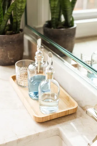 Miniatura 7 de Rail19 Dispensador de enjuague bucal de vidrio transparente con boquilla de vertido de metal, dispensador de aceite de cocina y vinagre, perfecto