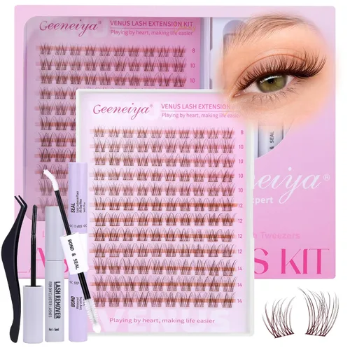 Miniatura 12 de Geeneiya Kit de Extensión de Pestañas 20D+40D, Racimos de Pestañas Suaves, Kit de Extensiones de Pestañas Naturales con Enlace de Pestañas