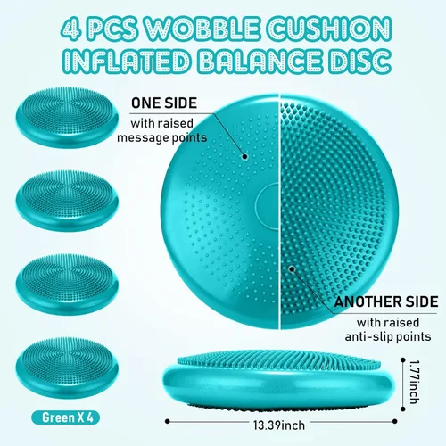 Miniatura 2 de Jerify 4 Piezas Cojín de Equilibrio Inflable Flexible para Asiento Oscilante, Almohadilla de Equilibrio de Estabilidad, Disco de Equilibrio, Asiento