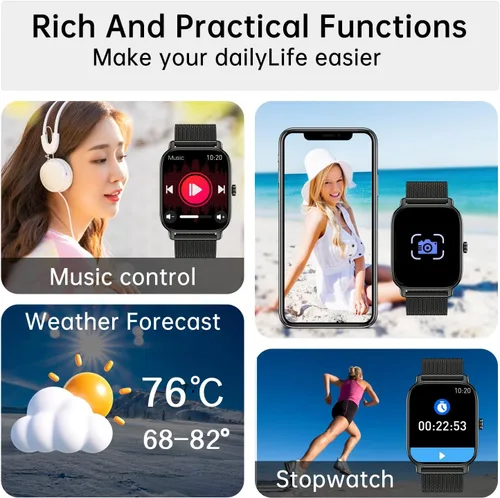 Miniatura 5 de Reloj inteligente para hombre y mujer Fitness: hacer respuesta llamar relojes digitales impermeables para hombre podómetro de carrera reloj