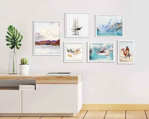 Miniatura 6 de Portarretratos LaVie Home de 8 x 10 (6 unidades, color blanco), diseño simple con vidrio de alta definición, para montaje en pared y sobre la mesa