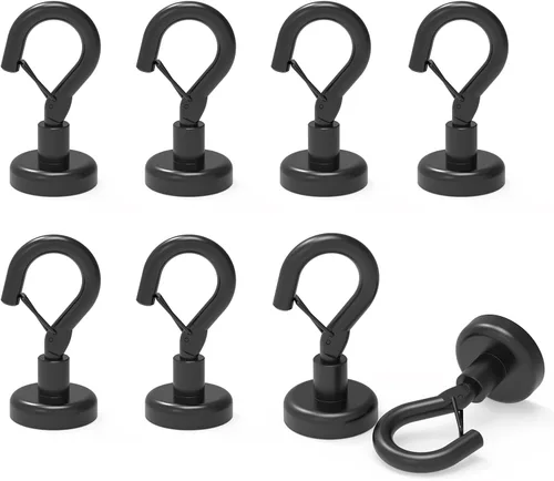 Miniatura 17 de Ant Mag Ganchos magnéticos negros resistentes con broche de presión de 22 libras, ganchos magnéticos fuertes, ideales para colgar en refrigerador