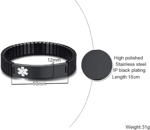 Miniatura 2 de VNOX Pulsera elástica de acero inoxidable chapada en negroplataoro para mujer y niña