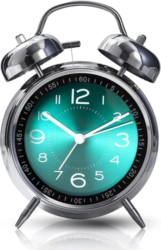 Miniatura 11 de Reloj despertador súper fuerte para personas que duermen pesadas, reloj despertador de campana doble de 4 pulgadas con luz de fondo, funciona