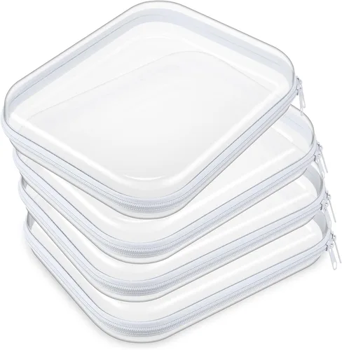 Miniatura 8 de Hoolerry 4 piezas de estuches rígidos transparentes con cremallera, bolsas de maquillaje, estuche de plástico para lápices, contenedores de caja