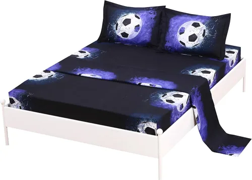 Miniatura 14 de SDIII Juego de Sábanas de Fútbol Americano de 4 Piezas Twin Set, Sábanas Deportivas de Microfibra Suave con Bolsillo Profundo Twin para Niños Niñas