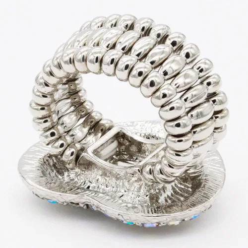Miniatura 5 de Lavencious Anillos elásticos de diamantes de imitación en forma de corazón para mujer, talla 7-9