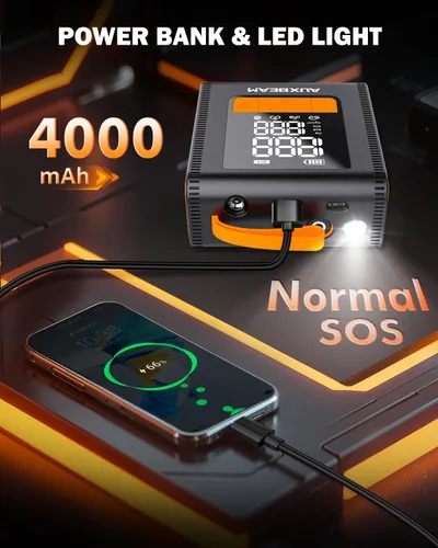 Miniatura 5 de AUXBEAM Inflador de neumáticos de la serie H4, compresor de aire portátil, 150PSI 2 en 1, inflador de neumáticos de automóvil, portátil, 4 modos
