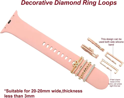 Miniatura 3 de Anillos decorativos de corazón compatibles con correas de silicona de Apple Watch de 1.772 in, 1.732 in, 1.654 in, 1.614 in, 1.575 in, 1.496 in, 7
