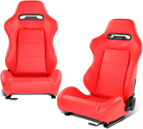 Miniatura 9 de DNA MOTORING RS-JBR-005-BK-RD - 2 asientos de cubo de carreras con respaldo ajustable, ajuste único y riel, compatibles con arnés de 4 puntos, tela