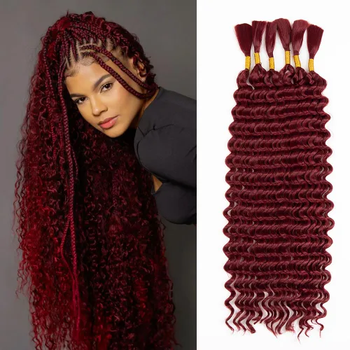 Miniatura 29 de Cabello bohemio para trenzar de 18 pulgadas, 2 paquetes de cabello ondulado profundo a granel para trenzas bohemias, sin trama, extensiones