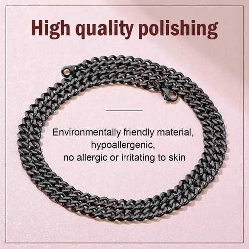 Miniatura 3 de FindChic - Cadena de eslabones para hombre, chapado en oro de 18 quilates, acero inoxidable, negro, collar para hombres y niños, 14 a 30pulgadas, 8