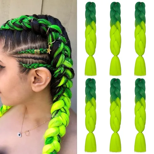 Miniatura 6 de Benehair Extensiones de cabello trenzado ombré de 24 pulgadas, 1 paquete de extensiones de cabello trenzado jumbo de alta temperatura, cabello
