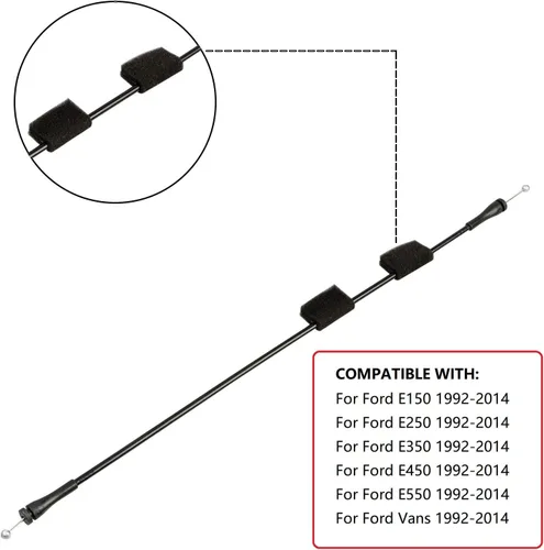 Miniatura 2 de Cable de pestillo de puerta trasera lado derecho Compatible con Ford E150 E250 E350 E450 E550 Econoline Van 1992-2014 Cable de liberación