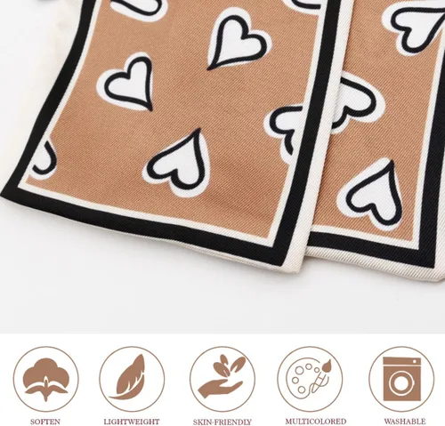 Miniatura 5 de Women's Designer Neckerchief Handbag Handle Ribbon Fashion Scarf Cute Heart Printed Hair Tie