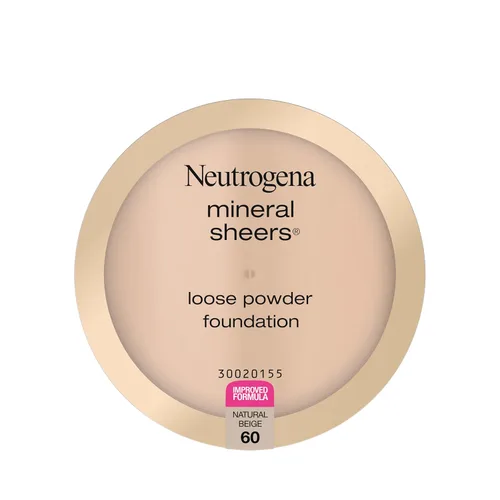 Neutrogena Mineral Sheers - Base de maquillaje ligera en polvo suelto con vitaminas A, C y E, cobertura transparente a media, mejorador del tono de