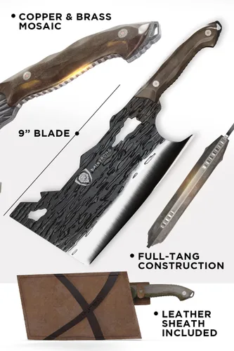 Miniatura 7 de Cuchillo de carnicero Dalstrong Obliterator - 9 pulgadas - Serie Barbarian - Cuchillo premium de acero de alto carbono 7CR17MOV - Mango de madera