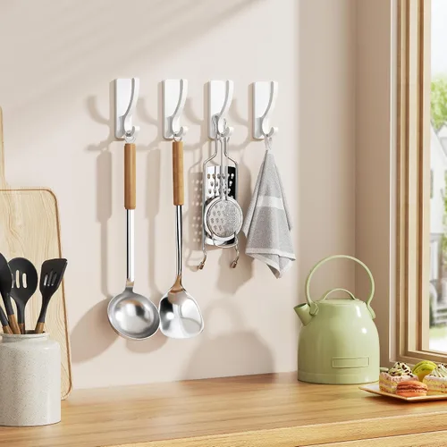 Miniatura 6 de pickpiff Ganchos adhesivos de pared para toallas, gancho adhesivo resistente (13 libras), colgador para puerta, baño, dormitorio, armario, para Negro