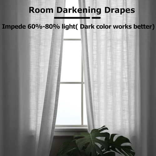 Miniatura 4 de Frelement Paneles de cortinas de lino transpirables para techo alto, loft, dormitorio, cortinas de oscurecimiento de habitación, cortinas con ojales
