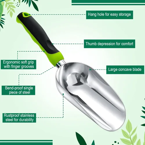 Miniatura 3 de Paleta de aluminio para trasplantadora de tierra de 13.39 x 3.82 pulgadas, herramientas de jardín a prueba de curvas, pala de mano grande