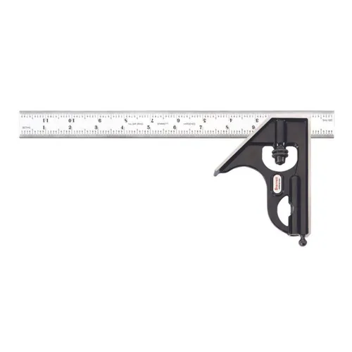 Miniatura 30 de Starrett Escuadra de combinación de acero con cabeza cuadrada - Longitud de hoja de 300 mm, cabezas de hierro fundido, pestillo reversible, punta