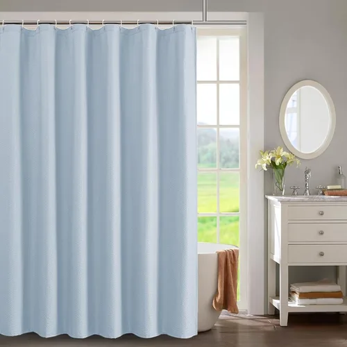 Miniatura 46 de OWENIE Cortina de ducha blanca para baño, 96 pulgadas, extra larga, elegante cortina de ducha de tela texturizada en relieve 3D, repelente al agua