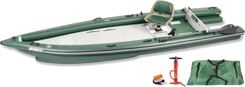 Sea Eagle FSK16 FishSkiff - Barco de pesca inflable de 16 pies, alta presión, con costuras en gotas, para 1-3 personas, sin marco, con quilla