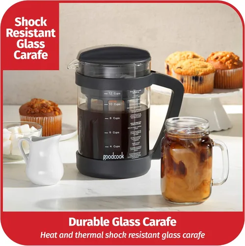Miniatura 3 de GoodCook Koffe - Cafetera de vidrio de 1,5 L con marco de plástico sin BPA