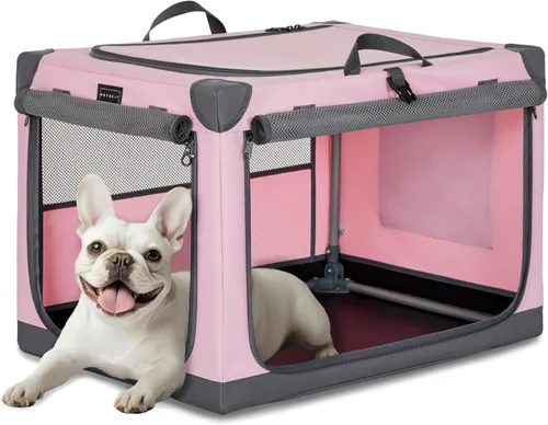 Miniatura 12 de PETSFIT Jaula portátil suave de 26 pulgadas para perros – Marco resistente en espiral patentado, perrera plegable para perros pequeños, 3 puertas