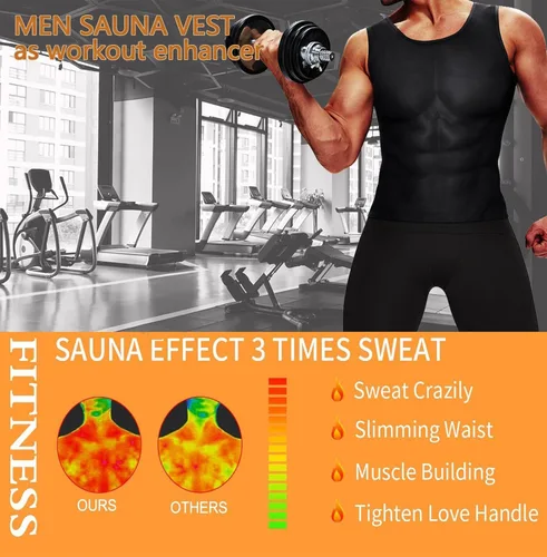 Miniatura 2 de Chaleco de sudoración para sauna, camiseta deportiva de tirantes para entrenamiento, faja de cintura para hombres, chaleco de compresión para Azul
