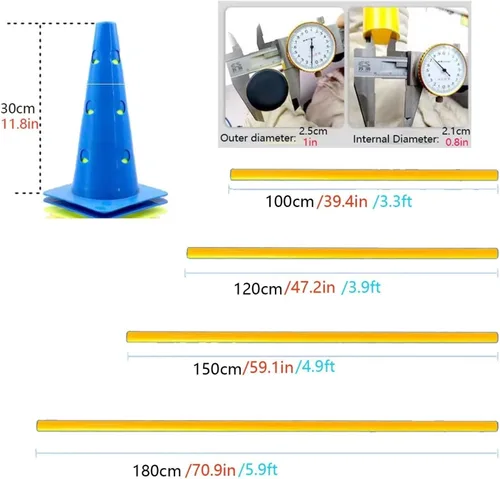 Miniatura 2 de Juego de 5 bastones ajustables para entrenamiento de fútbol de agilidad, bastones de agilidad de entrenamiento de slalom, equipo de práctica
