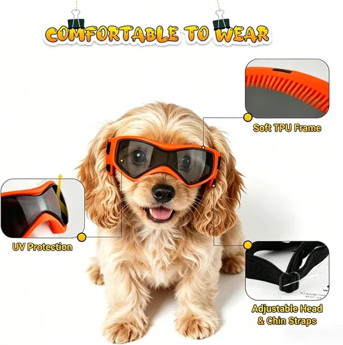 Miniatura 3 de Gafas de sol para perros de razas pequeñas, lentes de sol para perros con protección UV, para cachorros para mascotas pequeñas al aire libre, Naranja