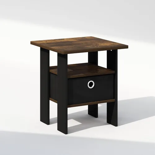 Miniatura 3 de Furinno TIDUR - Mesita de noche, diseño con estante abierto y cajón de almacenamiento, mesa de noche, mesa auxiliar, mesa de arrime, para recámara