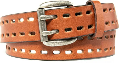 Miniatura 2 de BG247 Cinturón casual de cuero hecho a mano para hombre con hebilla de doble punta