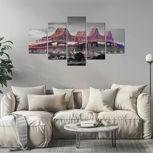 Miniatura 2 de Cawpom Louisiana Arte de Pared en Lienzo, 60x32 pulgadas, Impresión en Lienzo, Cuadros de Nueva Orleans Decoración de Pared, Puente Crescent City
