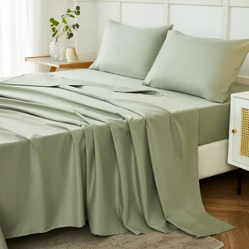 Miniatura 16 de ILAVANDE Juego de Sábanas King Size Verde Azulado de 6 Piezas, Sábanas de Cama King de Microfibra Serie 1800 Súper Suaves de Lujo Hotelero