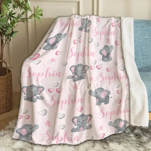 Miniatura 27 de Manta de bebé personalizada con nombre, manta personalizada con nombre de elefante, regalos para recién nacidos, mantas súper suaves para cama